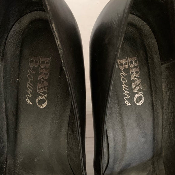 Very comfortable soft and shiny Black real leather shoes with platform US 10 - Picture 6 of 10